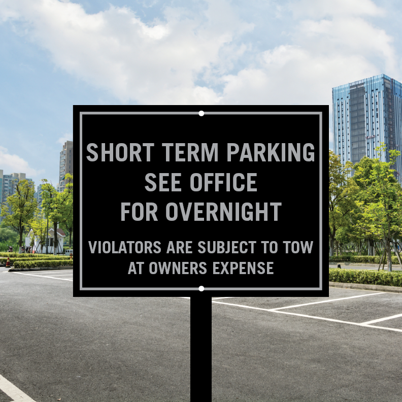 Short Term Parking Only (Post and Panel - Black)