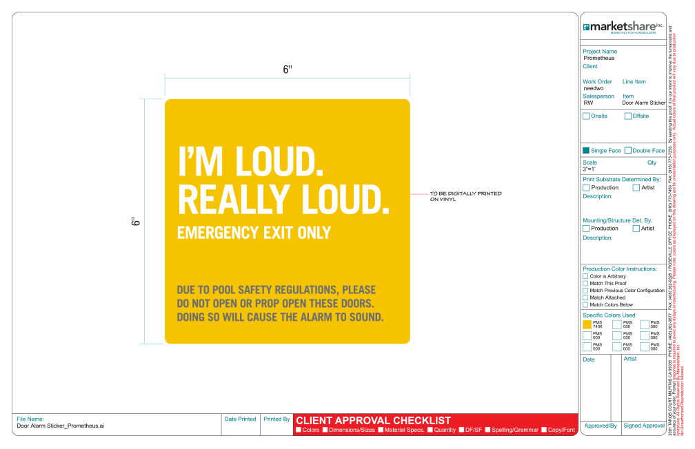 I'M LOUD REALLY LOUD.   Door Alarm Decal