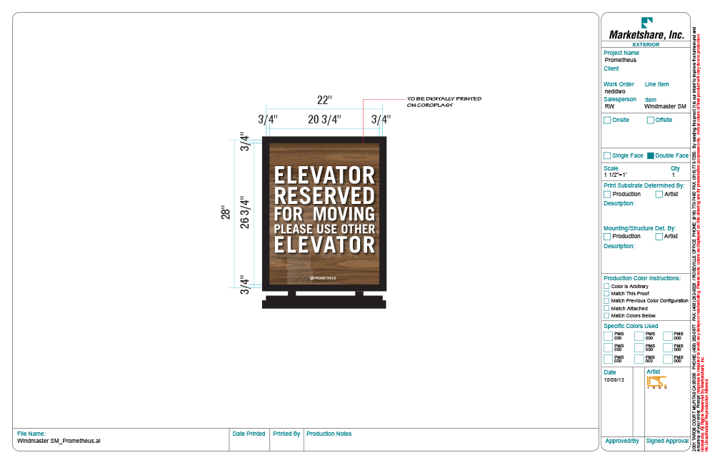 Elevator Reserved Sign with Mini Windmaster