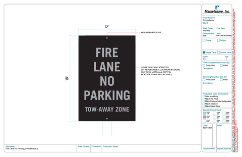 Fire Lane No Parking (Panel Only W/ Arrows)