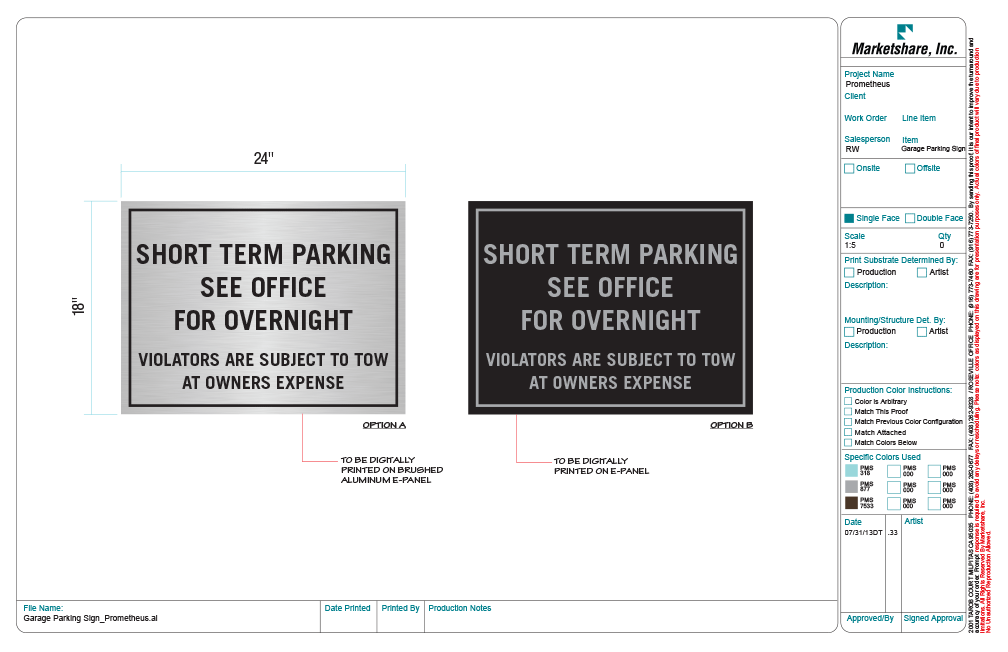 Short Term Parking Only (Panel Only - Black)