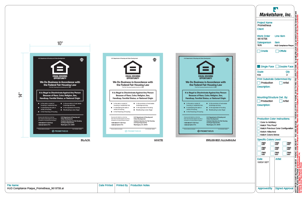 Fair Housing HUD (Silver Panel)