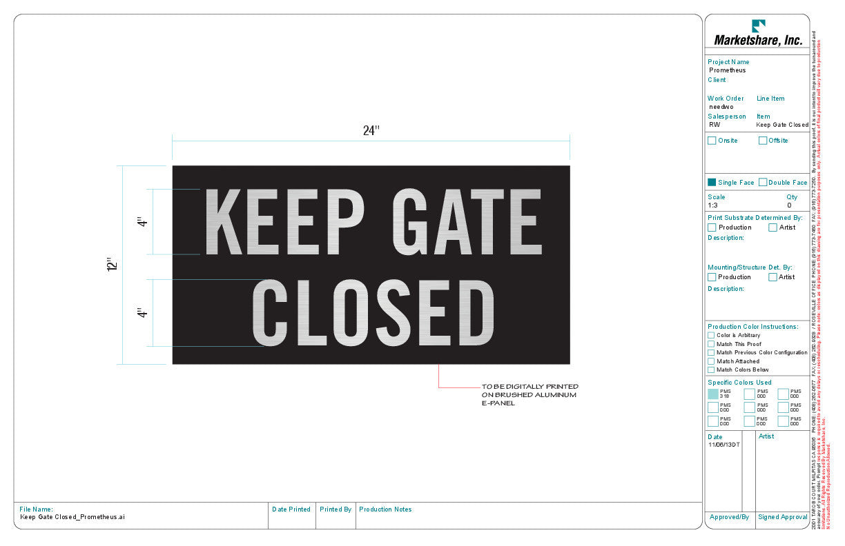 Keep Gate Closed (Frosted Vinyl)
