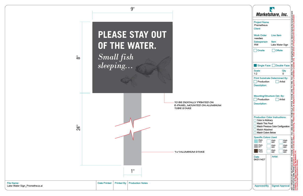 Water Feature Sign / Stay Out of the Water
