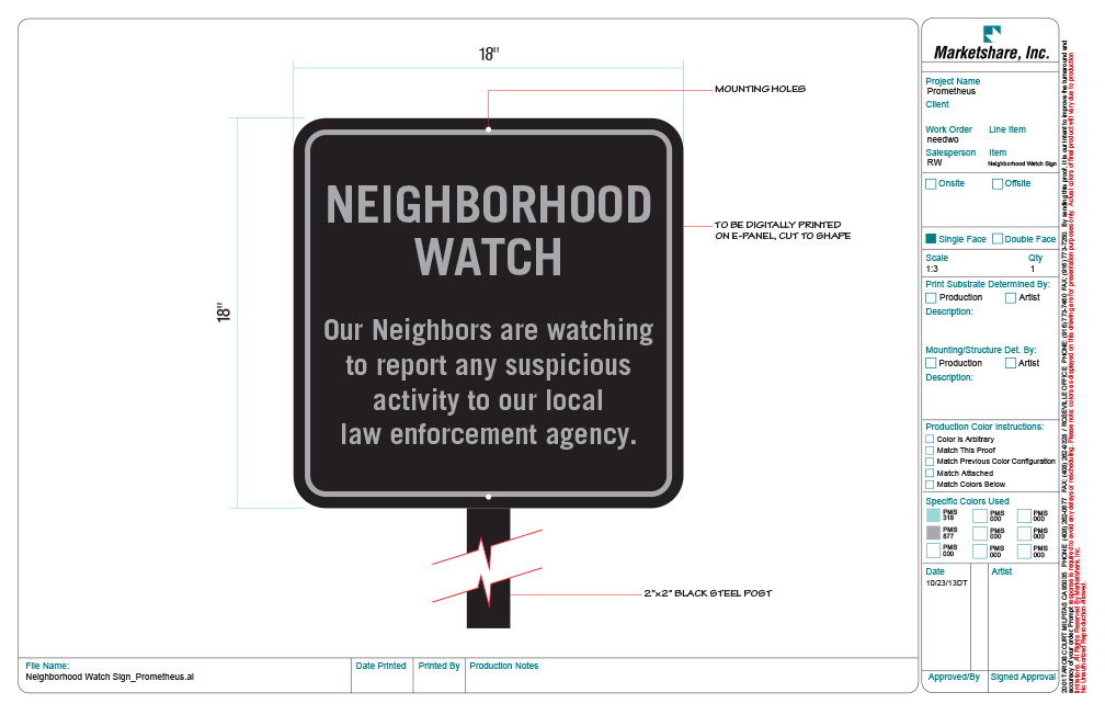 Watch Sign Neighborhood Watch Sign | Prometheus Online Store