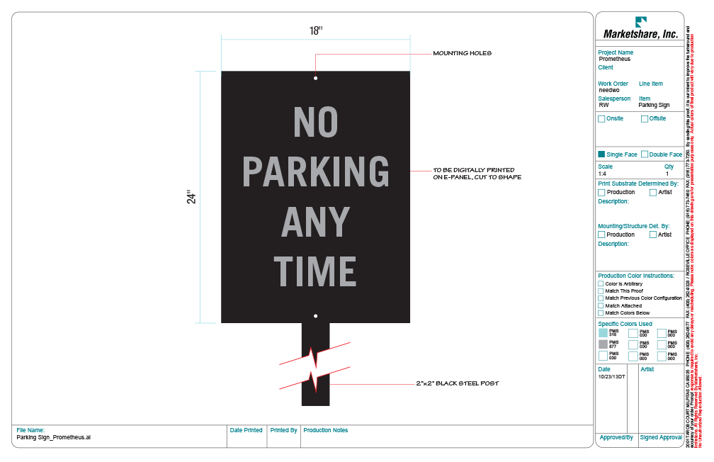 No Parking Sign (Panel Only)