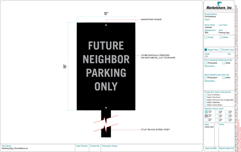 FUTURE NEIGHBOR PARKING SIGN WITH POST