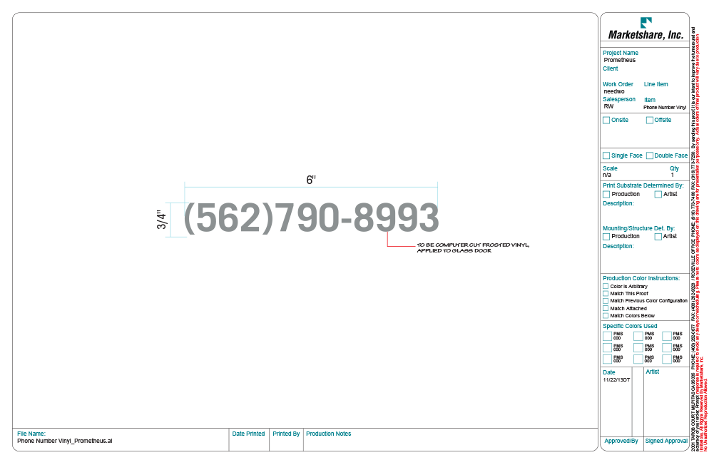 Phone Number (Frosted Vinyl)